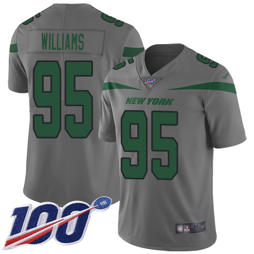 New York Jets Limited Gray Youth Quinnen Williams Jersey NFL Football #95 100th Season Inverted Legend->youth nfl jersey->Youth Jersey